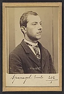 Spanagel. Emile, Ignace. 20 ans, né le 28/2/74 à Paris XVlle. Serrurier. Anarchiste. 7/7/94. by Alphonse Bertillon