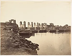 [Suspension Bridge Over the Hindun River Destroyed by the Rebels in 1857] by Unknown