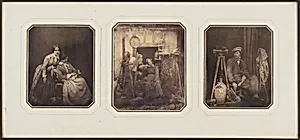 [Three Portraits in Original Exhibition Frame]
