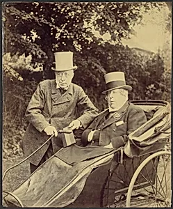 [Two Gentlemen, One in Cart] by Unknown