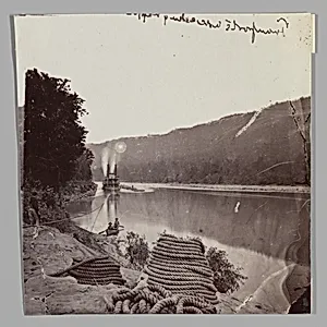 U.S. Transport in Rapids, Tennessee River/The Suck - Tennessee River below Chattanooga, looking down stream by George N. Barnard|Mathew B. Brady