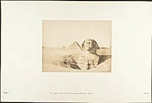 Vue du grand Sphinx et de la grande pyramide de Menkazeh (Mycerinus) by Maxime Du Camp