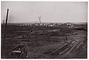 [Wagon and Unidentified Union Army Tented Encampment in Distance] by Unknown|Mathew B. Brady