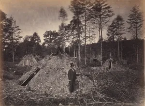 Woodchoppers' Huts in a Virginia Forest. On the Orange & Alexandria Railroad. Wood Supplied U.S.M.R. Railroads under Supervision of Major Brayton