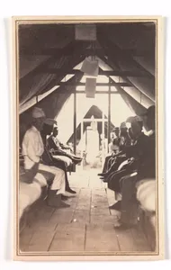 [Wounded Soldiers on Cots, possibly at Harewood Hospital]