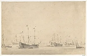 A Dutch Fleet Lying at Anchor