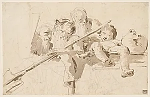 A River God and Other Figures on a Parapet by Giovanni Battista Tiepolo