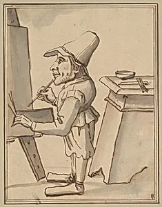 Caricature of a Dwarf Painter at His Easel