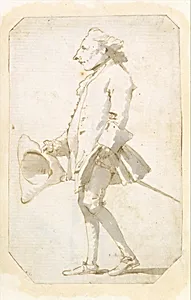 Caricature of a Man Holding a Tricorne, Walking to the Left by Giovanni Battista Tiepolo
