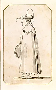 Caricature of a Man in a Long Cloak, Standing in Profile to the Left by Giovanni Battista Tiepolo