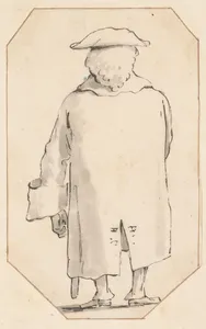 Caricature of a Man Wearing a Wig and a Tricorne, Seen from Behind