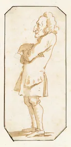 Caricature of a Man with His Arms Folded, Standing in Profile to the Left