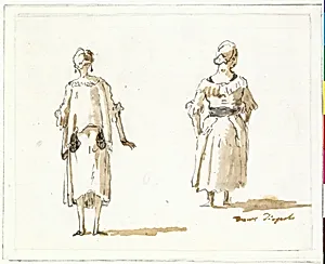 Caricature of Two Women Seen From Behind