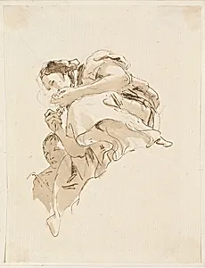 Crouching Woman with a Boy Behind Her by Giovanni Battista Tiepolo