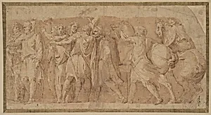 Frieze with Male Figures and Two Horses