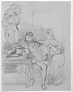 Götz von Berlichingen Writing His Memoirs by Eugène Delacroix