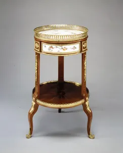 Louis XV circular marquetry and bronze dore table de salon