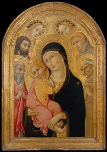 Madonna and Child with Saints Jerome, Bernardino, John the Baptist, and Anthony of Padua and Two Angels