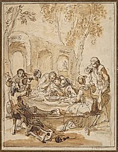 Revelers at a Table in the Countryside