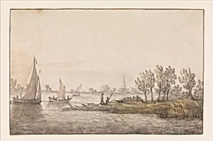 River Landscape with Sailboats by Aelbert Cuyp
