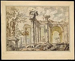 Ruins, with a Statue on the Left