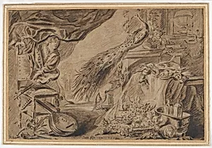 Still Life of Fruit, Musical Instruments, and Venison, with a Young Man at the Left by Jan Fijt