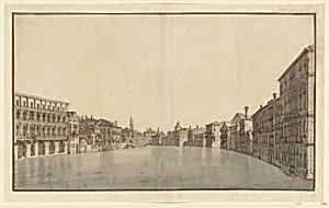 The Grand Canal from Ca'Moro-Lin and Ca'Foscari to the Carità by Bernardo Bellotto