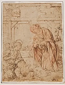 The Madonna Adoring the Child, with an Angel