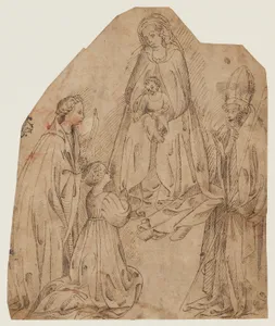 The Madonna and Child with a Female Martyr Saint, a Bishop Saint, and a Female Donor