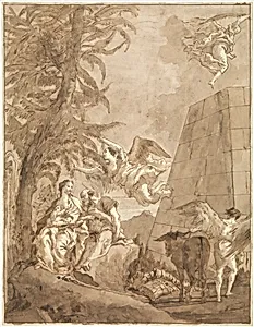 The Rest on the Flight into Egypt (with a Truncated Pyramid on the Right) by Giovanni Domenico Tiepolo