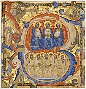 The Trinity in an Initial B by Master of the Codex Rossiano