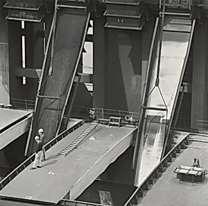 679 63, Loading Taconite Pellets in Holds of Steamer J. Burton Ayers, Burlington Northern Railway, Superior, Wisconsin