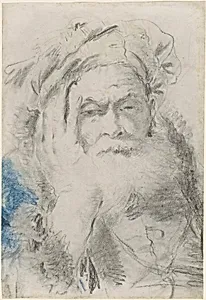 A Bearded Old Man Leaning His Head on His Hand