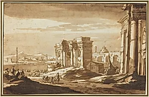 A Capriccio View of Roman Ruins along the Tiber