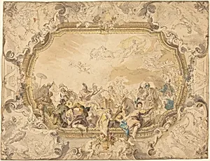 A Ceiling with Apollo Presiding over Military and Historical Learning