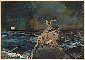 A Good Shot, Adirondacks by Winslow Homer