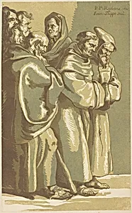 A Group of Monks and a Woman