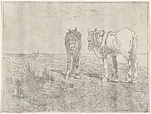 a) Horses at Rest (recto); b) Horses at Rest (verso) (Sosta di cavalli)