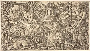 A King and Diana Receiving Huntsmen by Jean Duvet