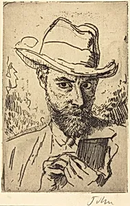 A Man Etching - Self-Portrait