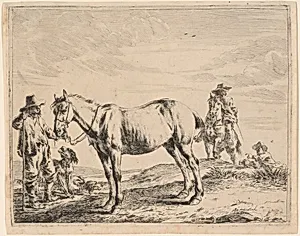 A Man Holding a Horse by His Bridle