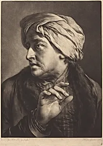 A Man with a Turban and Striped Shirt