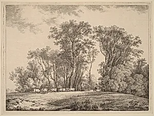 A Meadow with Cattle at the Edge of a Wood