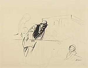 a) Negotiations at the Trianon Palace, Versailles (recto); b) Study for Negotiations at the Trianon Palace, Versailles (verso)