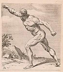 A Nude Fighting Man, side view, turned to left [plate 27]