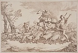 A Pastoral Journey with a Child in a Basket on Horseback