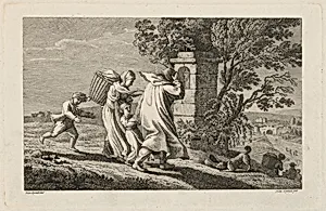 A Peasant Family Hurrying Past a Wayside Shrine in a Storm