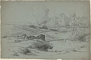 A Rocky Meadow by a River