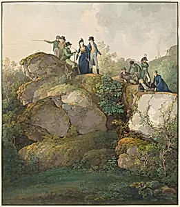 A Royal Party Admiring the Sunset atop the Hesselberg Mountain