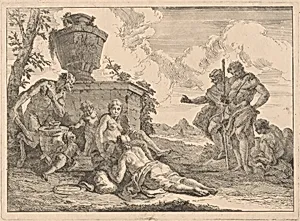 A Satyr with a Staff and Seven Other Figures